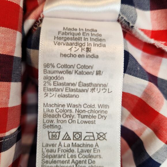 J. Crew Women's Red White Blue Sleeveless Button Up Shirt Check Blouse Size MP - Picture 8 of 8